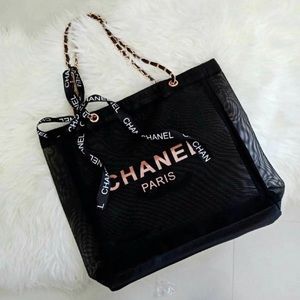 C H A N E L ROSE GOLD CHAIN MESH BEACH VIP TOTE